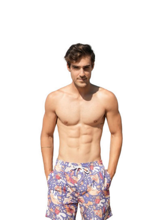 Solano Swimwear Ανδρικό Μαγιό Βερμούδα Μωβ