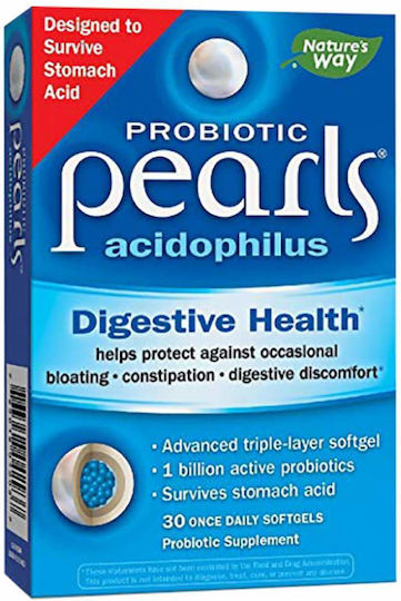 Nature's Way Probiotic Pearls Acidophilus Συμπλήρωμα με Προβιοτικά 30 μαλακές κάψουλες