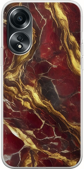 Cracked Marble - Red And Gold Задна корица Силикон Многоцветен (Oppo A78 4G)