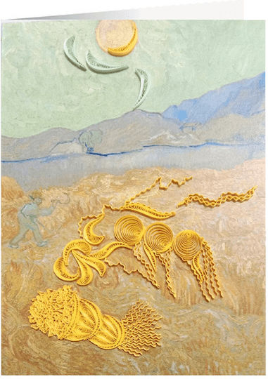 Felicitare Origami cu Quilling Câmp de Grâu Van Gogh 18.5x14cm Filigran