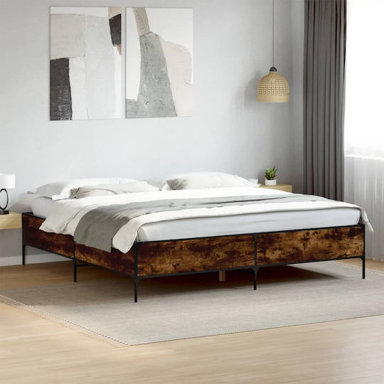 King Size Bett aus Holz Braune mit Lattenrost für Matratze 200x200cm