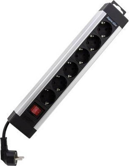 REV Power Strip 6 Positions with Switch and Cable 2.4m Silver