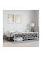 King Size Metal Bed White with Slats for Mattress 193x203cm