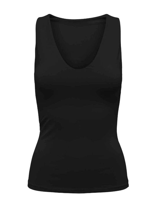 Only Damen Sportliche Bluse Langärmelig mit V-Ausschnitt Black