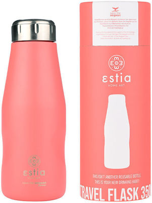 Estia Travel Flask Save the Aegean Recyclable Bottle Thermos Stainless Steel BPA Free Fusion Coral 350ml