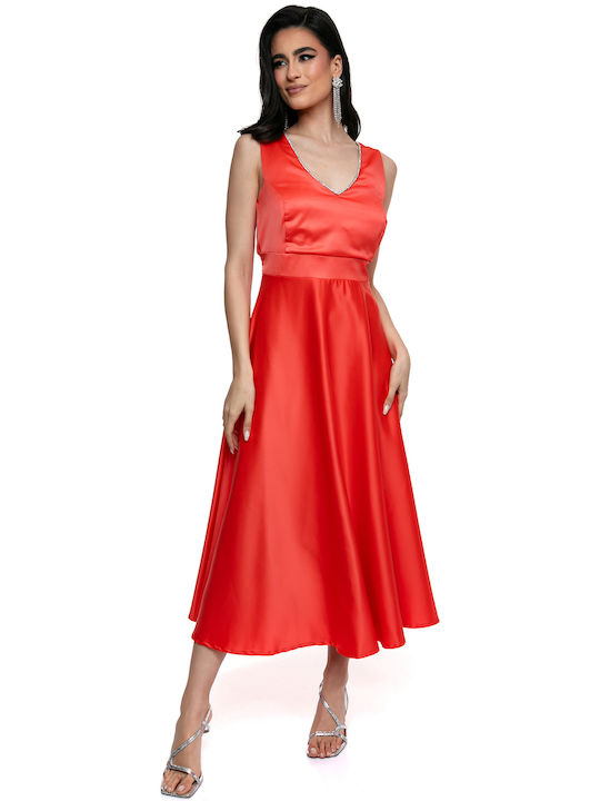 Satin Midi Kleid Hochwertiges Kleid Mittellang Elegante Optik