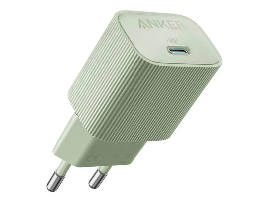 Anker Φορτιστής Χωρίς Καλώδιο GaN με Θύρα USB-C 30W Power Delivery Πράσινος (Nano 4)