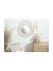 The Home Deco Factory Wall Mirror with White Wicker Frame Diameter 55cm 1pcs