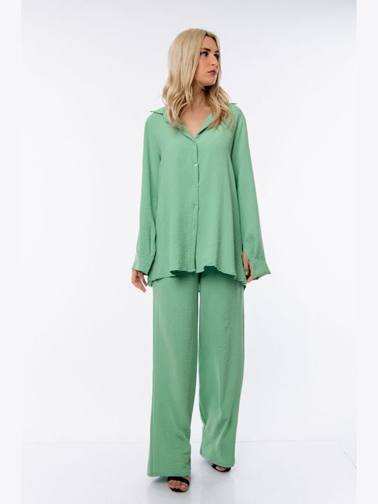 Green Shirt + Trousers Set