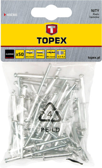 Topex Πριτσίνια Αλουμινίου M3.2x8mm 50τμχ