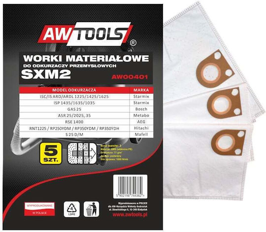 AWTools Σακούλες Σκούπας 5τμχ Συμβατή με Σκούπα Bosch / Metabo / AEG / Spit