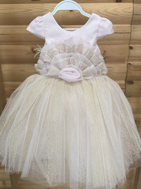 Extan Bebe Rochie pentru Copii Din Tulle Pink/gold