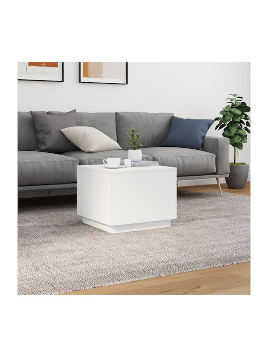 Masă Laterală Pătrată Din Lemn Albă M50xL50xÎ40cm