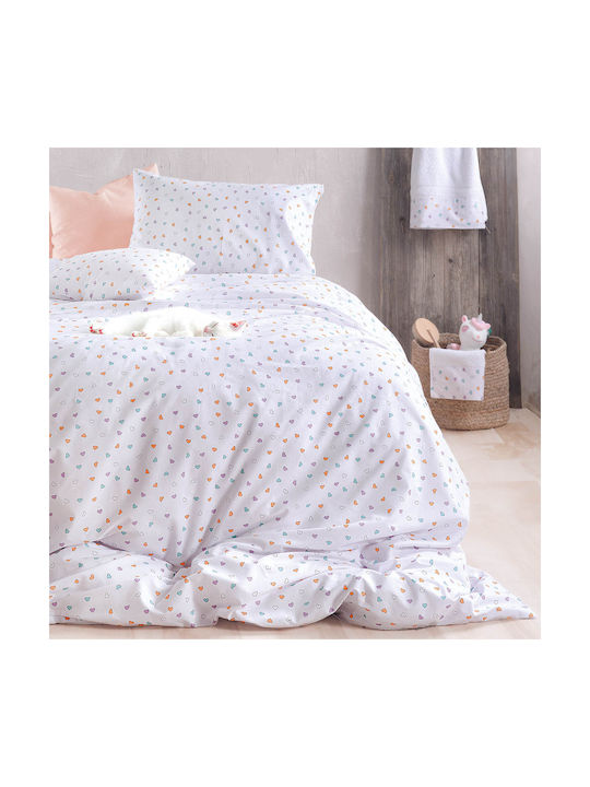 Rythmos Sheet Set Single with Elastic Band Cotton Symbol White 105x205cm 3pcs