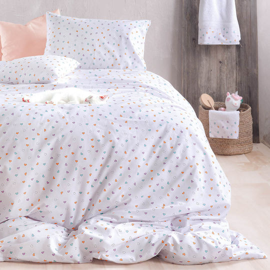 Rythmos Seturi de cearșafuri Semi-dublu Bumbac Tiny Heart Alb 160x260cm 3buc