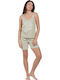 MEI Sommer Damen Pyjama-Set Grün