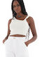 Only Women's Crop Top with V Neckline Off White