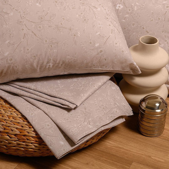 Melinen Sheet Set with 1 Pillowcase Semi Double with Elastic 120x200+32cm. Mini Amy Aqua 2pcs