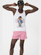 Miami Beach Men's Swim Trunks Pink Avocado Design 226 Pink