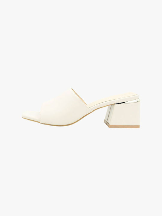 Joya Mules mit Chunky Absatz in Beige Farbe