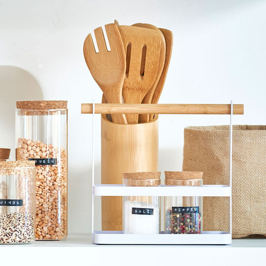 Tabletop Bamboo Rack 23.5x10x20cm White