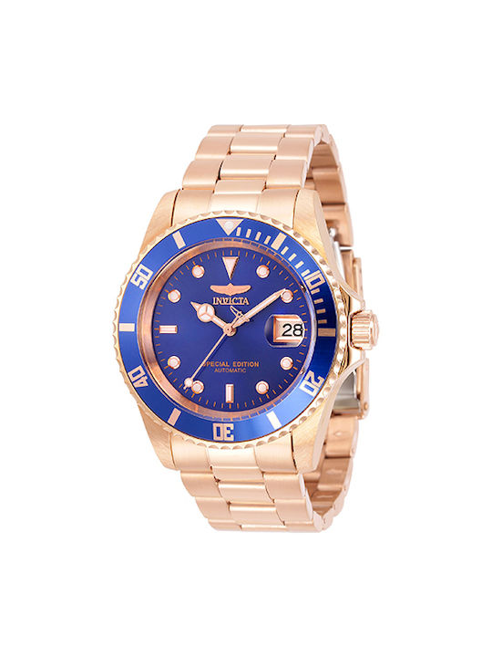 Invicta Pro Diver Watch Automatic with Pink Gold Metal Bracelet