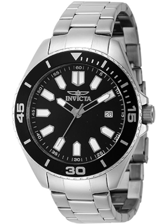 Invicta Herrenuhr 43mm Batterie mit Silber Metallarmband 46316