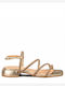 Дамски кожени златни сандали