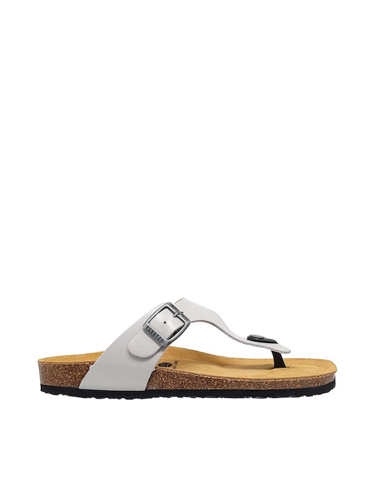 Plakton Leather Women's Flat Sandals Flatforms in Gray Color