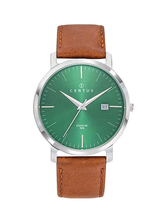 Certus Watch Battery with Brown Leather Strap