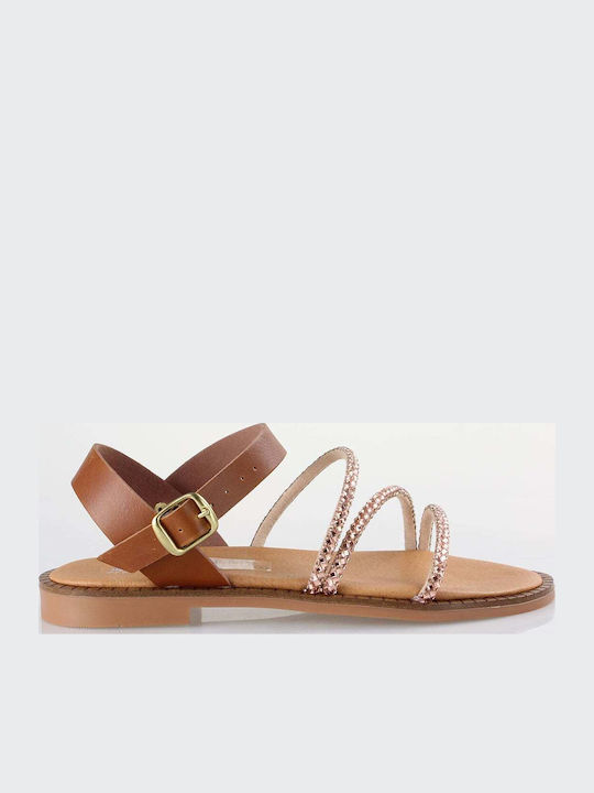 Blondie Flache Sandalen für Damen in Gold Farbe