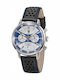 Lip Watches Rallye Meca Men's Watch Chronograph Battery with Black Leather Strap