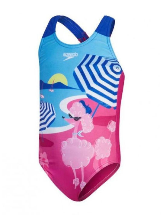 Speedo Digital Printed Kids Swimwear One-Piece Pink