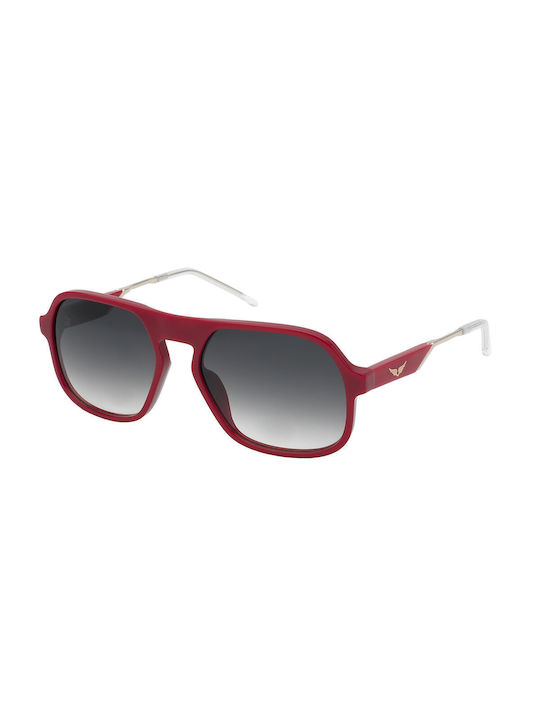 Zadig & Voltaire Sonnenbrillen mit Rot Rahmen und Gray Verlaufsfarbe Linse SZV365 09FA