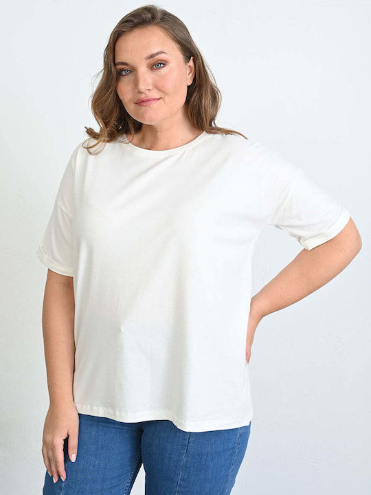 Bubble Chic Women's Blouse Cotton Short Sleeve White