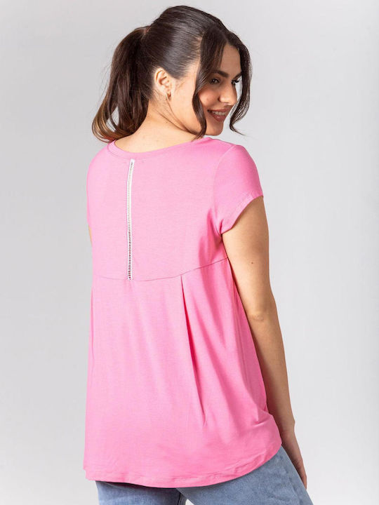 Simple Fashion Damen Bluse Baumwolle Rosa