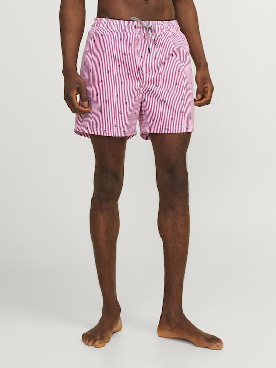 Jack & Jones Ανδρικό Μαγιό Σορτς Κόκκινο με Ρίγες