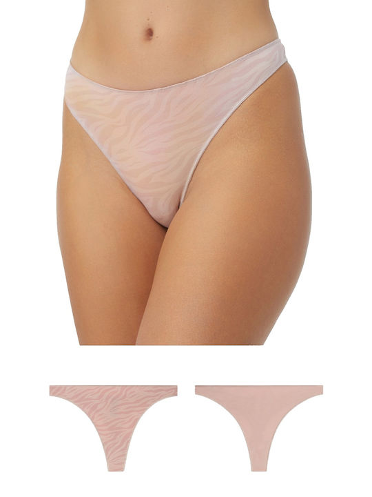 Minerva Fimelle Γυναικεία String 2Pack Ροζ