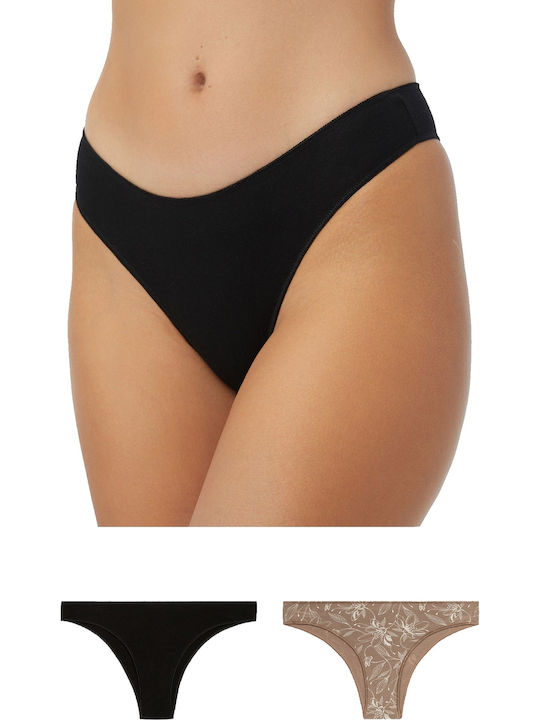 Minerva Fimelle Γυναικεία Brazil 2Pack Μόκα-μαύρο