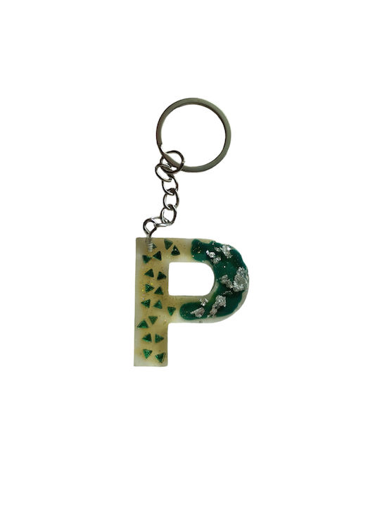 Cheiță cu monogramă, sticlă lichidă cu pietre verzi strălucitoare