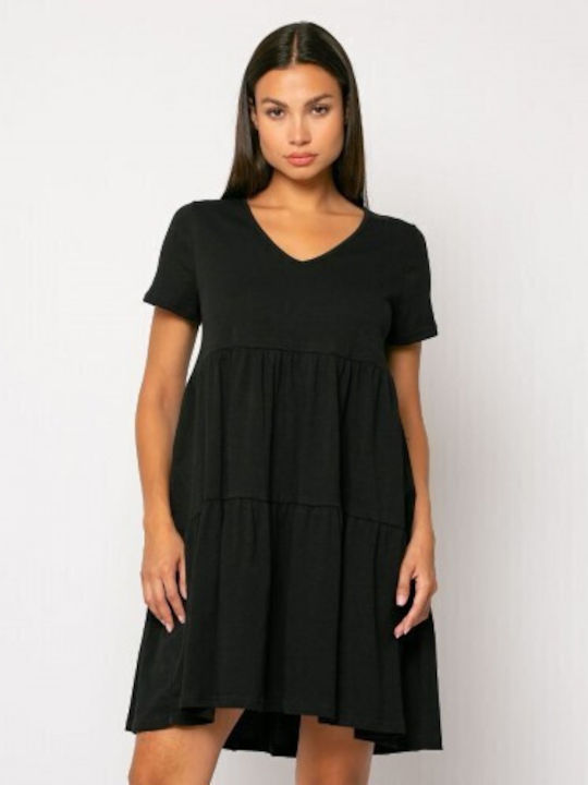 Noobass Dress with Ruffle Black