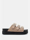 Luigi Women's Flat Sandals Flatforms in Beige Color