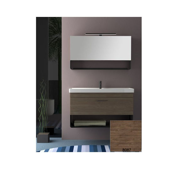 Savvopoulos Waschtisch mit Waschbecken & Spiegel Dark Hickory