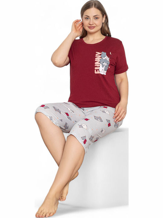 PijaMood Summer Women's Pyjama Set Burgundy