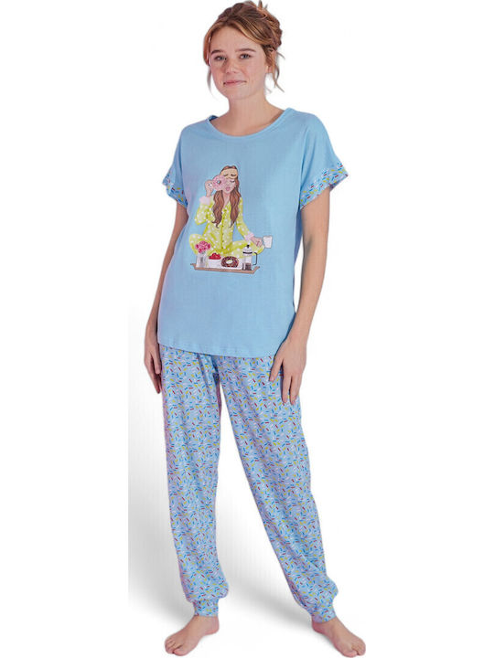PijaMood Summer Women's Pyjama Set Light Blue