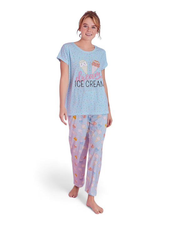 PijaMood Summer Women's Pyjama Set Light Blue