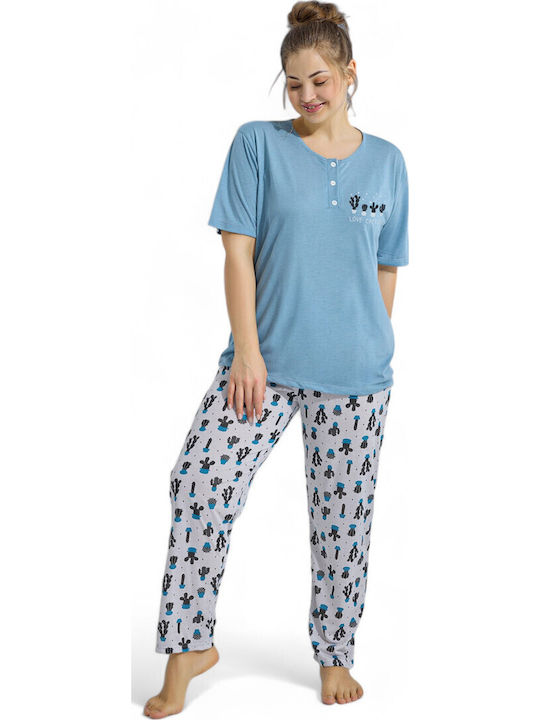 PijaMood Summer Women's Pyjama Set Light Blue