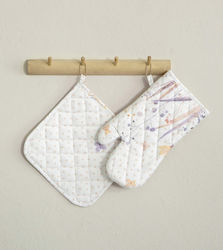 Nima Laurel Oven Mitt Fabric White 2pcs