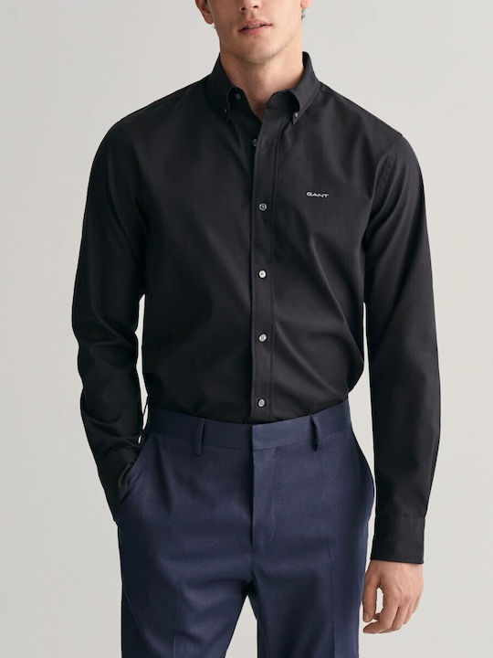 Gant Men's Shirt Long Sleeve Cotton Black