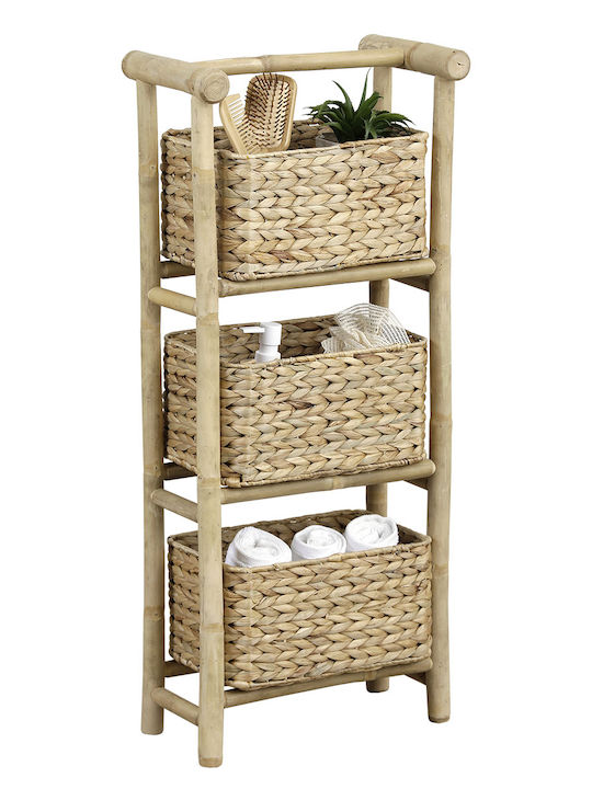 Boden Badezimmerregal Bamboo mit 3 Regalen 39x23x91cm